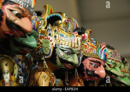 Wayang Golek, eine indonesische traditionelle Marionette aus Holz gefertigt. Stockfoto