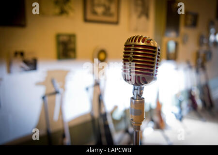 Elvis Mikrofon. Sun Studios in Memphis Tennessee Stockfoto