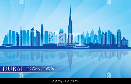 Dubai Downtown City Skyline Silhouette Hintergrund Stockfoto