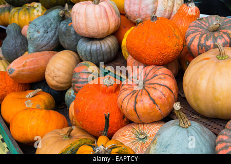 verschiedene Gemüse an einem Marktstand Stockfoto