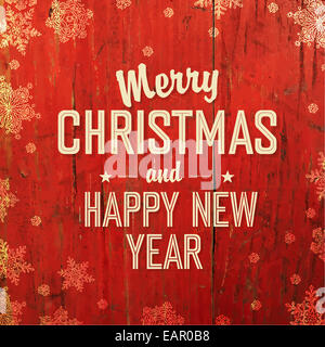 Retro-Stil Weihnachtskarte Design auf rote Textur. Vektor. Stockfoto