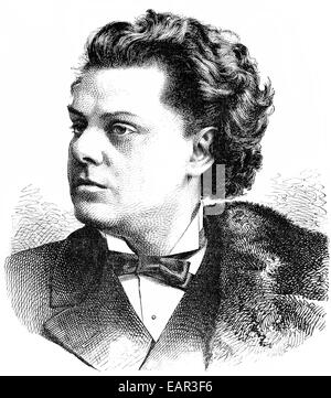 August Wilhelmi, 1845-1908, deutscher Violinist, Historische Zeichnung, Portrait von August Wilhelmj, 1845-1908, Ein Deutscher Vi Stockfoto