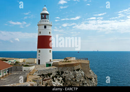 Trinity Leuchtturm in Europa Point, Gibraltar, Gibraltar, Großbritannien Stockfoto