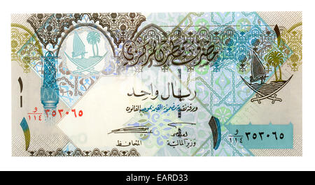 1 Katar-Riyal, Banknote, zurück, Katar Stockfoto