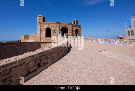 Bani Antar Stadtmauer mit Befestigungsanlagen, Altstadt, UNESCO-Weltkulturerbe, Essaouira, Marrakech-Tensift-El Haouz Stockfoto