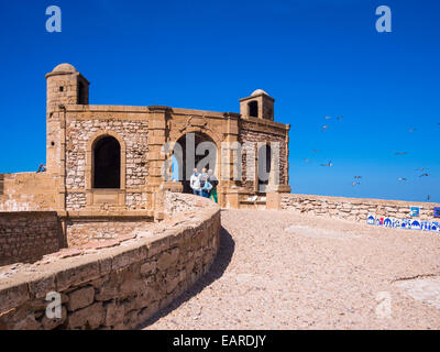 Bani Antar Stadtmauer mit Befestigungsanlagen, Altstadt, UNESCO-Weltkulturerbe, Essaouira, Marrakech-Tensift-El Haouz Stockfoto