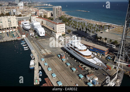 Werft für Mega-Yachten, Barcelona, Katalonien, Spanien Stockfoto