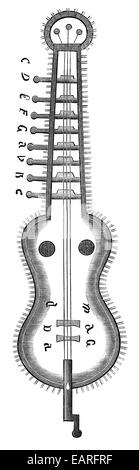 Organistrum oder Drehleier, aus dem 10. Jahrhundert, Organistrum Oder Drehleier aus Dem 10. Halbmonatsschrift Stockfoto