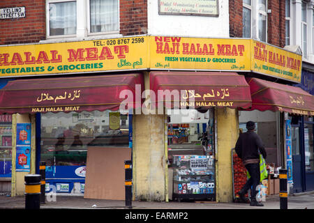 Haji Halal-Fleisch-Lebensmittelgeschäft am oberen tuten Rd in Tooting SW17 - London-UK Stockfoto