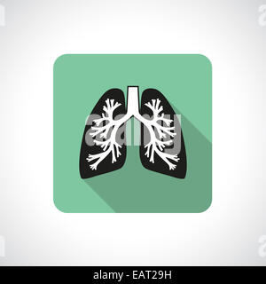 Lungen, quadratische Symbol. Wohnung modernes Design mit langen Schatten. Stockfoto