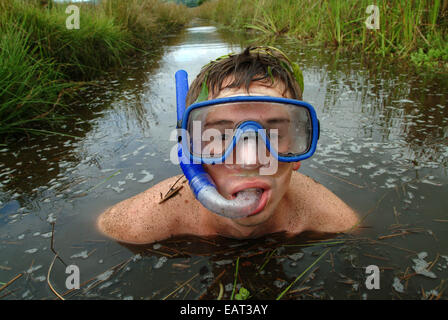 Moor-Schnorcheln-Weltmeisterschaften, Llanwrtyd Brunnen, Powys, Wales, UK Stockfoto