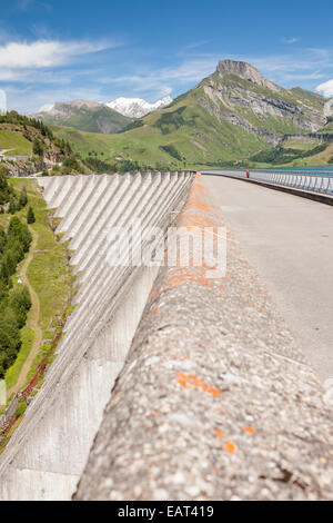 Sperrfeuer de Roselend - Reservoir - in der Nähe von Beaufort in Savoie, Rhône-Alpes, Frankreich Stockfoto