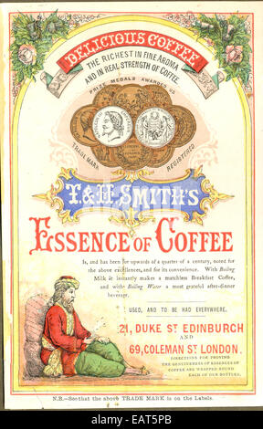 Chromolithographed Werbung Broschüre für T & H Smith Essence of Coffee Stockfoto
