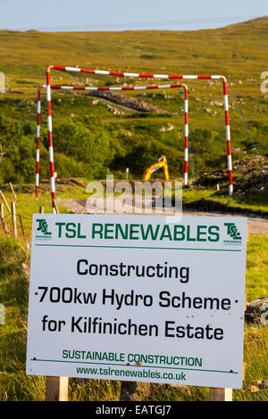 Ein 700 Kw Wasserkraft Pwer Schema gebaut an den Hängen des Ben More auf Mull, Schottland. Stockfoto