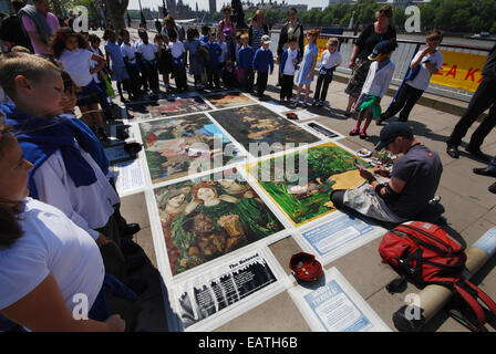 künstlerische Malerei auf South Bank London Vereinigtes Königreich Stockfoto