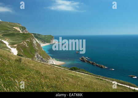 St. Oswald-Bucht, von den Klippen über dem Mann O'War Cove, Dorset, England, Uk Stockfoto