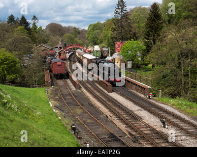 Vintage Dampf Lok Chiru in Grosmont Station auf der North Yorkshire Moors Railway, in der Nähe von Whitby, North Yorkshire, England Stockfoto