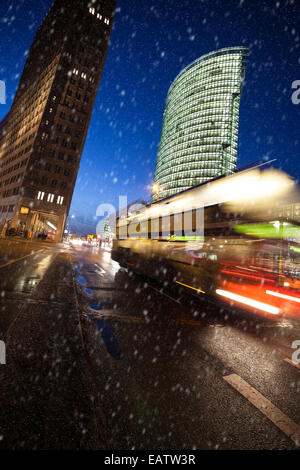 Schnee am Potsdamer Platz in berlin Stockfoto