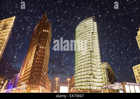 Schnee am Potsdamer Platz in berlin Stockfoto