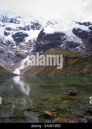 Lago humantay, humantay Gletscher und Montaña humantay, in der Nähe von soraypampa, Peru Stockfoto