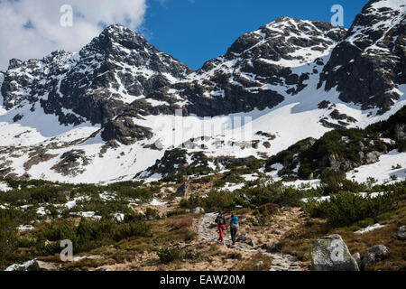 Zwei weibliche Wanderer Wandern im Tatra-Gebirge-Polen Stockfoto