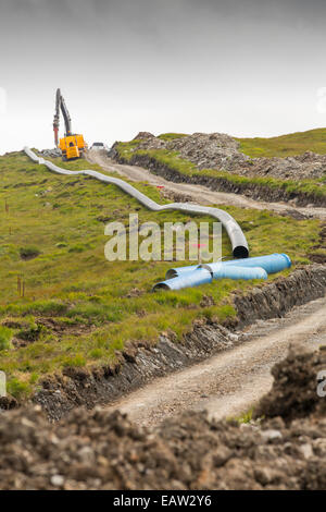 Ein 700 Kw Wasserkraft Pwer Schema gebaut an den Hängen des Ben More auf Mull, Schottland. Stockfoto