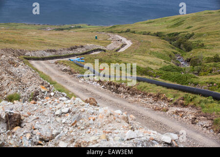 Ein 700 Kw Wasserkraft Pwer Schema gebaut an den Hängen des Ben More auf Mull, Schottland. Stockfoto