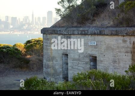 Batterie-Drew, das älteste Bauwerk auf Angel Island, erbaut im Jahre 1898. Stockfoto