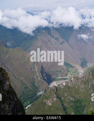 Ansicht der hidroelectrica (Wasserkraftwerk) auf der Vilcanota Fluss von Machu Picchu. Stockfoto