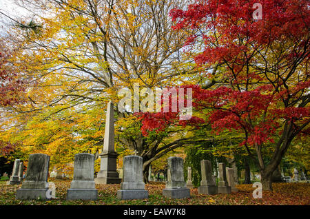 Herbst auf Green-Wood Cemetery in Brooklyn, New York Stockfoto