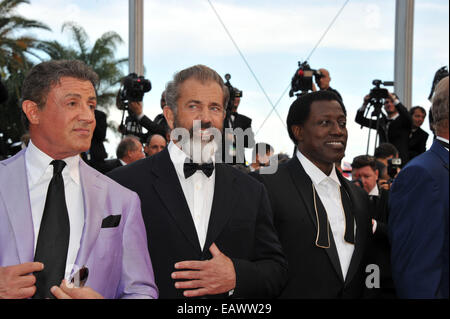 Die 67. Filmfestspiele Cannes - Premiere von "The Expendables 3" - Ankünfte Featuring: Sylvester Stallone, Mel Gibson, Wesley Snipes wo: Cannes bei: 18. Mai 2014 Stockfoto