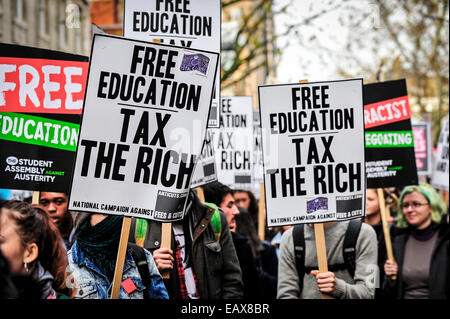 Ein Student Demonstration gegen Bildungs- Gebühren. Stockfoto