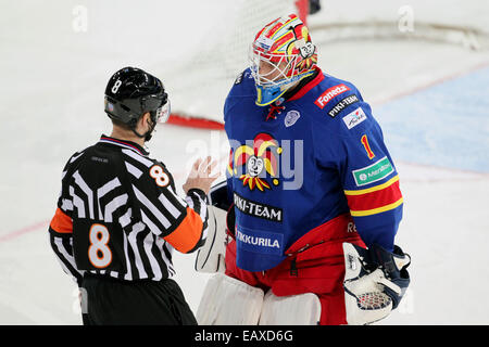 20. November 2014 - Helsinki, Finnland - Henrik Karlsson von Jokerit während der Kontinentalen Hockey-Liga Spiel Jokerit Vs SKA Sankt Petersburg in der Hartwall Arena in Helsinki am 20. November 2014. Matti Raivio / in der ganzen Presse Stockfoto