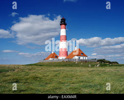 Der Leuchtturm von Westerhever, Schleswig-Holstein, Deutschland Stockfoto