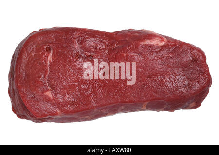Rohes Rindfleisch Fleisch Steak auf einem weißen Hintergrund isoliert Stockfoto