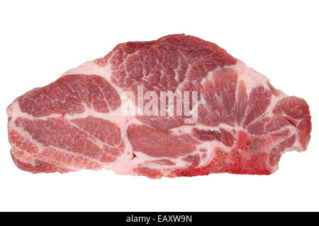 Rohes Schweinefleisch Chop Fleisch Schnitzel isoliert auf weißem Hintergrund Stockfoto