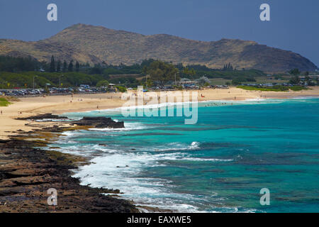 Felsenküste und Sandy Beach, Sandy Beach Park, Kalaniana'ole Autobahn, Oahu, Hawaii, USA Stockfoto