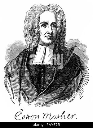 Porträt von Cotton Mather, 1663-1728, Kirchenführer der neu-England Kolonien, M, puritanische Prediger, Theologe und Schriftsteller Stockfoto