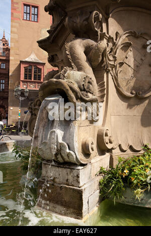 Würzburg: Altes Rathaus Platz: Brunnen Stockfoto