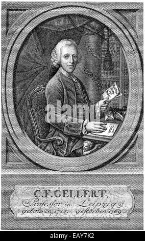 Christian Fuerchtegott Gellert, 1715-1769, ein deutscher Dichter, Schriftsteller und Moralphilosoph der Aufklärung, Porträt von Ch Stockfoto