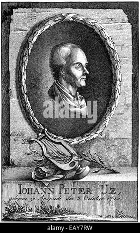 Johann, 1720-1796, ein deutscher Dichter des Dichters Dichterkreis Kreises in Halle, Saale, Historische Druck, Kupferstich, P Stockfoto