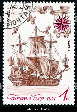 UdSSR - ca. 1971: Briefmarke gedruckt in der UdSSR zeigt ein Schiff "Adler" (1668), ca. 1971. Stockfoto