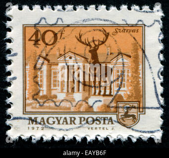 Ungarn - ca. 1972: Eine Briefmarke gedruckt in Ungarn zeigt die wichtigsten Platz Szarvas, ca. 1972. Stockfoto