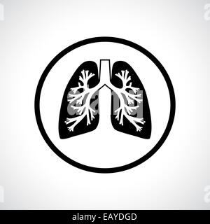 Lungen-Symbol. Wohnung modernes Design in einem Kreis. Stockfoto