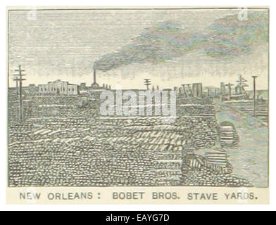 Seite 300 aus einer Publikation von 1891, die die Stabyards der Bobet Brothers in New Orleans zeigt. Diese Illustration zeigt die Industrie- und Handelslandschaft der Stadt und konzentriert sich auf die Produktion von Fässern und anderen Holzwaren während des späten 19. Jahrhunderts. Stockfoto