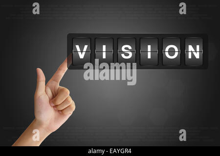 Hand klicken Geschäftsvision Flip Board Display Stockfoto