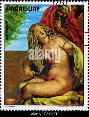 PARAGUAY - CIRCA 1978: Eine Briefmarke gedruckt in Paraguay zeigt Unentschieden von Arist Rubens, ca. 1978 Stockfoto