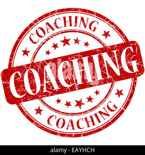 Coaching von roten runden Grunge Vintage Stempel Stockfoto
