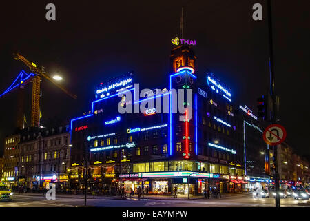 H. C. Andersens Boulevard am Abend, Kopenhagen, Dänemark, Skandinavien, Europa Stockfoto