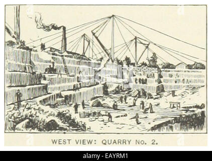 Diese Karte aus dem Jahr 1891 zeigt die Westansicht von Quarry 2 der Cleveland Stone Company und zeigt die Steinbrucharbeiten des Unternehmens in Ohio. Stockfoto